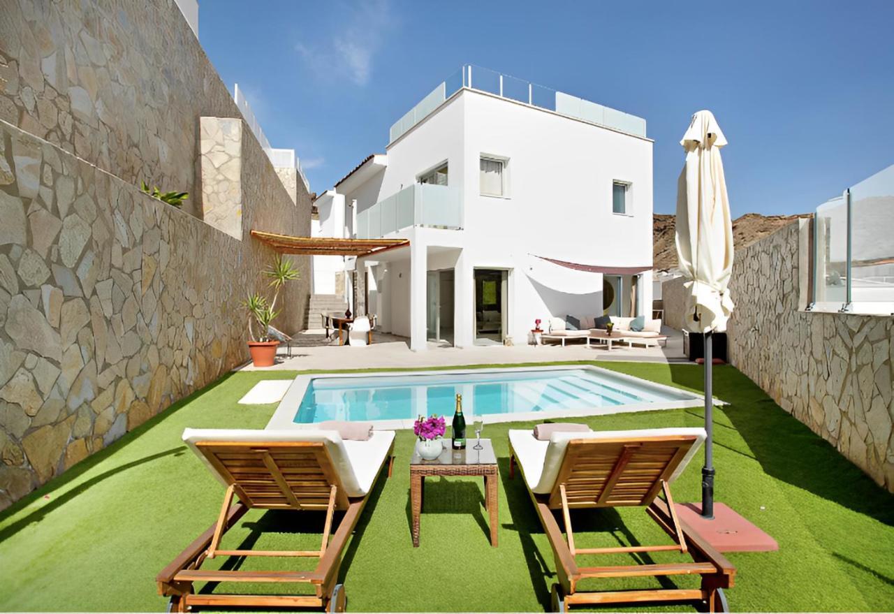Dream Villa With Heated Pool, Rooftop & Ocean Views Mogán エクステリア 写真